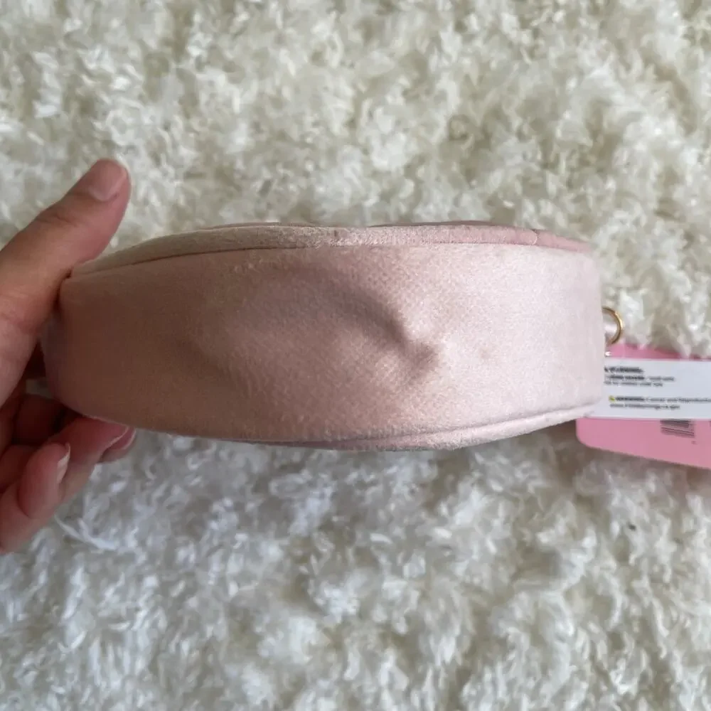 Juicy Couture Kids Mini Soft Pink Heart Gold Chain Rhinestone Purse Shoulder Bag